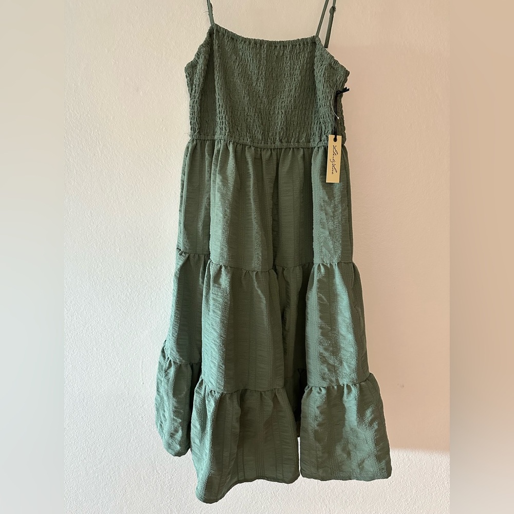 Liberty Love green sage mini dress, size medium, with adjustable straps,NWT.